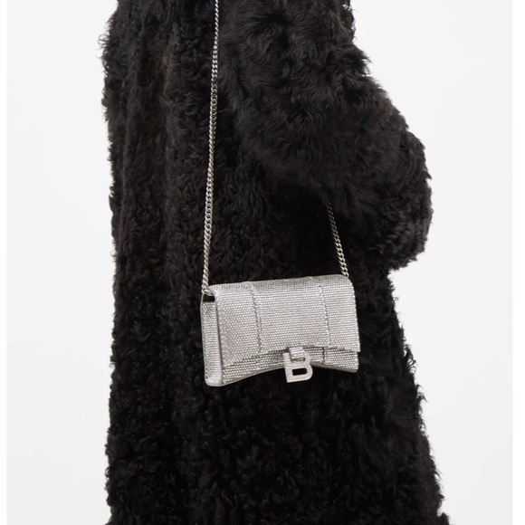 RARE Balenciaga rhinestone crystal diamond stud hourglass chain crossbody purse - Picture 10 of 17
